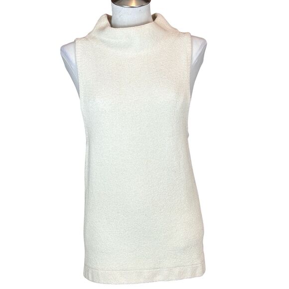 Free People XS Isla Ottoman Sweater Slouchy Sleeveless Ivory Tunic Turtleneck - Picture 3 of 13